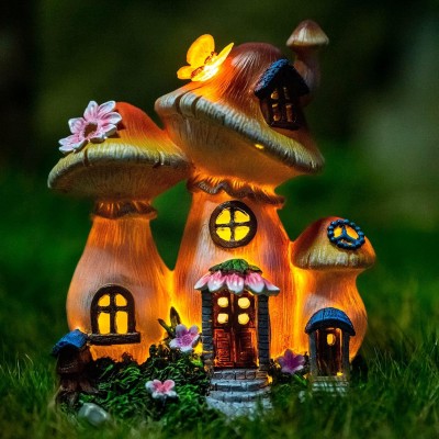 Solar Garden Statue Lights Mushroom Fairy House Figurine, Outdoor Memorial Garden Ornaments Waterpro Profile Picture