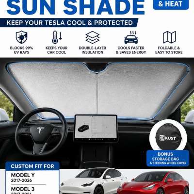 ☀️ KUST Tesla Windshield Sun Shade – Custom Fit UV Protection for Model Y  Model 3 Profile Picture